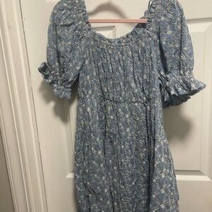 Old Navy Blue and White Smocked Ruffled Sundress